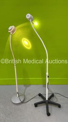 1 x Daray X200 LED Examination Light on Mobile Stand and 1 x Welch Allyn Examination Light on Stand (Both Power Up)