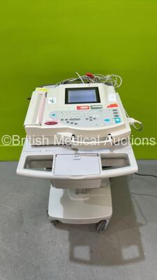 GE MAC1200ST ECG Machine (Powers Up) with 10 Lead ECG Cable on Trolley (Powers Up) *550062309* ***CD154***