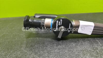 Olympus ENF-GP Pharyngoscope with Mini Light Source - Engineer's Report : Optical System - Minor Fluid Stain Present, Angulation - No Fault Found, Insertion Tube - Crush and Kink Marks Present, Light Transmission - No Fault Found, Leak Check - No Fault Fo - 2