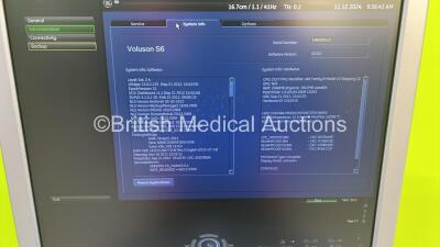 GE Voluson S6 Flat Screen Ultrasound Scanner Ref 5343689 *S/N 196280SU2* **Mfd 10/2012** Software Version 12.0.0 (12.0.2.132) with Sony UP-D897 Digital Graphic Printer (Powers Up) - 7