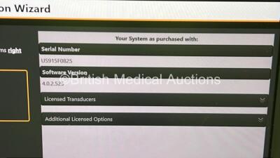 Philips Affiniti 70G Flat Screen Ultrasound Scanner Ref 989605416151 *S/N US915F0825* **Mfd 2015** SVC HW A.1 Software Version 4.0.2.525 with 3 x Transducer / Probes (C5-1 / C9-2 / L13-5) (Powers Up) ***CD108*** - 15