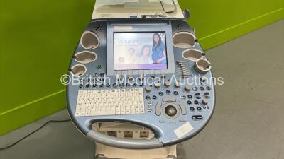 GE Voluson E6 Flat Screen Ultrasound Scanner *S/N D58218* **Mfd 2012** Software Version EC200 (13.0.06.254) with Sony UP-D897 Digital Graphic Printer (Powers Up - Missing 2 x Buttons) - 5