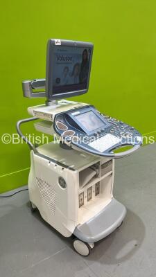 GE Voluson E6 Flat Screen Ultrasound Scanner *S/N D58218* **Mfd 2012** Software Version EC200 (13.0.06.254) with Sony UP-D897 Digital Graphic Printer (Powers Up - Missing 2 x Buttons) - 11