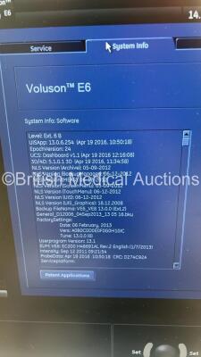 GE Voluson E6 Flat Screen Ultrasound Scanner *S/N D58218* **Mfd 2012** Software Version EC200 (13.0.06.254) with Sony UP-D897 Digital Graphic Printer (Powers Up - Missing 2 x Buttons) - 15