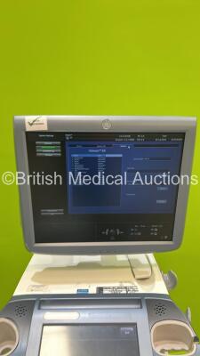 GE Voluson E6 Flat Screen Ultrasound Scanner *S/N D58218* **Mfd 2012** Software Version EC200 (13.0.06.254) with Sony UP-D897 Digital Graphic Printer (Powers Up - Missing 2 x Buttons) - 18