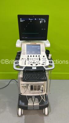 GE Vivid E9 Flat Screen Ultrasound Scanner *S/N VE94921* **Mfd 2013** Application Software Version 112 Revision 1.3 System Software Version 104.3.4 with 2 x Transducers / Probes (M5S-D Ref GE-3MIX *Mfd 2022* and P2D) (Powers Up) - 10