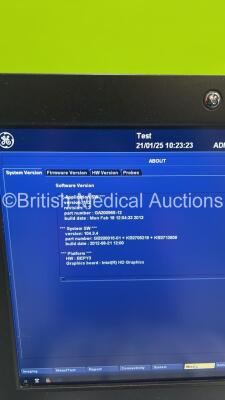 GE Vivid E9 Flat Screen Ultrasound Scanner *S/N VE94921* **Mfd 2013** Application Software Version 112 Revision 1.3 System Software Version 104.3.4 with 2 x Transducers / Probes (M5S-D Ref GE-3MIX *Mfd 2022* and P2D) (Powers Up) - 15