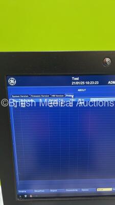 GE Vivid E9 Flat Screen Ultrasound Scanner *S/N VE94921* **Mfd 2013** Application Software Version 112 Revision 1.3 System Software Version 104.3.4 with 2 x Transducers / Probes (M5S-D Ref GE-3MIX *Mfd 2022* and P2D) (Powers Up) - 19