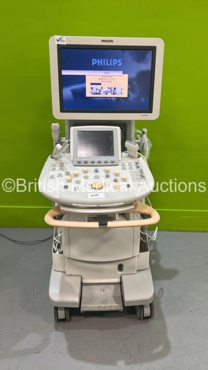 Philips iU22 Flat Screen Ultrasound Scanner Ref 8500-0064-02 *S/N B0G29K* **Mfd 2013** SVC HW G.1 Software Version 6.3.2.2 with 5 x Transducers / Probes (C9-5ec / L15-7io / X3-1 / S12-4 (Not Registering with System) and L12-5 (Powers Up with 110v Power Su