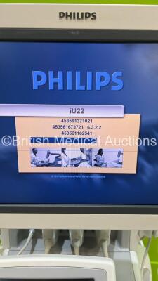 Philips iU22 Flat Screen Ultrasound Scanner Ref 8500-0064-02 *S/N B0G29K* **Mfd 2013** SVC HW G.1 Software Version 6.3.2.2 with 5 x Transducers / Probes (C9-5ec / L15-7io / X3-1 / S12-4 (Not Registering with System) and L12-5 (Powers Up with 110v Power Su - 4