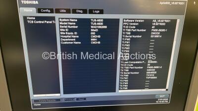 Toshiba Aplio 500 TUS-A500 Flat Screen Ultrasound Scanner *S/N WAD1682869* **Mfd 2016** Software Version AB_V6.60*R001 (Powers Up - Missing Dial - See Pictures) *See PDF for Ultrasound Report* - 7