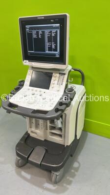 Toshiba Aplio 500 TUS-A500 Flat Screen Ultrasound Scanner *S/N WAD1682869* **Mfd 2016** Software Version AB_V6.60*R001 (Powers Up - Missing Dial - See Pictures) *See PDF for Ultrasound Report* - 12