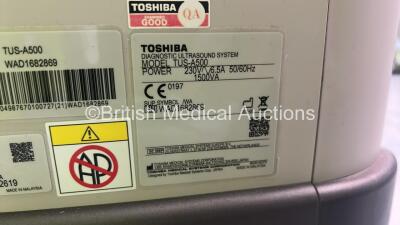 Toshiba Aplio 500 TUS-A500 Flat Screen Ultrasound Scanner *S/N WAD1682869* **Mfd 2016** Software Version AB_V6.60*R001 (Powers Up - Missing Dial - See Pictures) *See PDF for Ultrasound Report* - 15