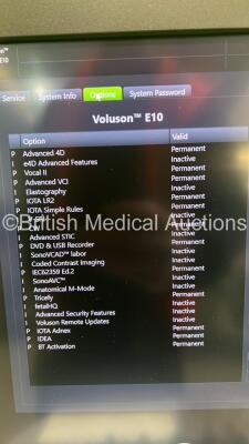 GE Voluson E10 Flat Screen Ultrasound Scanner Ref BT20 *S/N E75706* **Mfd 2020** Software Version EC350 (20.0.2.4410) with 2 x Transducers / Probes (IC5-9-D Ref 54923514 *Mfd 11/2019* and C2-9-D Ref 5405253 *Mfd 11/2019*) and Sony UP-D898DC Digital Graphi - 15