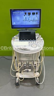 GE Voluson E8 Flat Screen Ultrasound Scanner Ref BT19 *S/N E43194* **Mfd 2019** Software Version EC340 (19.0.2.4001) with 5 x Transducers / Probes (9L-D Ref 5194432 *Mfd 2012* / 9L-D Ref 5194432 *Mfd 2019* / ML6-15-D Ref 5199103 *Mfd 2019* / C2-9-D Ref 54