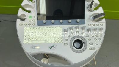 GE Voluson E8 Flat Screen Ultrasound Scanner Ref BT18 *S/N E39664* **Mfd 2018** Software Version EC330 (18.0.6.3450) with 3 x Transducers / Probes (IC5-9-D Red 5492351 *Mfd 2019* / C2-9-D Ref 5405253 *Mfd 2018* and C1-5-D Ref 5261135 *Mfd 2018*) and Sony - 4