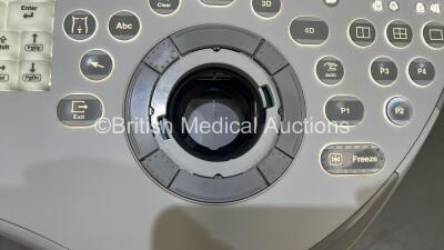 GE Voluson E8 Flat Screen Ultrasound Scanner Ref BT18 *S/N E39664* **Mfd 2018** Software Version EC330 (18.0.6.3450) with 3 x Transducers / Probes (IC5-9-D Red 5492351 *Mfd 2019* / C2-9-D Ref 5405253 *Mfd 2018* and C1-5-D Ref 5261135 *Mfd 2018*) and Sony - 5