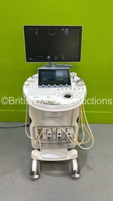 GE Voluson E8 Flat Screen Ultrasound Scanner Ref BT18 *S/N E39664* **Mfd 2018** Software Version EC330 (18.0.6.3450) with 3 x Transducers / Probes (IC5-9-D Red 5492351 *Mfd 2019* / C2-9-D Ref 5405253 *Mfd 2018* and C1-5-D Ref 5261135 *Mfd 2018*) and Sony - 9