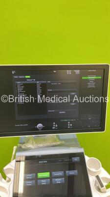 GE Voluson E8 Flat Screen Ultrasound Scanner Ref BT18 *S/N E39664* **Mfd 2018** Software Version EC330 (18.0.6.3450) with 3 x Transducers / Probes (IC5-9-D Red 5492351 *Mfd 2019* / C2-9-D Ref 5405253 *Mfd 2018* and C1-5-D Ref 5261135 *Mfd 2018*) and Sony - 19