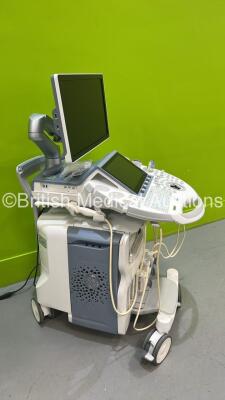 GE Voluson E8 Flat Screen Ultrasound Scanner Ref BT18 *S/N E39664* **Mfd 2018** Software Version EC330 (18.0.6.3450) with 3 x Transducers / Probes (IC5-9-D Red 5492351 *Mfd 2019* / C2-9-D Ref 5405253 *Mfd 2018* and C1-5-D Ref 5261135 *Mfd 2018*) and Sony - 27