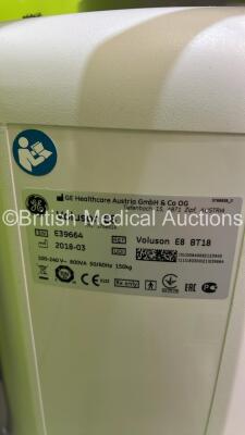 GE Voluson E8 Flat Screen Ultrasound Scanner Ref BT18 *S/N E39664* **Mfd 2018** Software Version EC330 (18.0.6.3450) with 3 x Transducers / Probes (IC5-9-D Red 5492351 *Mfd 2019* / C2-9-D Ref 5405253 *Mfd 2018* and C1-5-D Ref 5261135 *Mfd 2018*) and Sony - 28