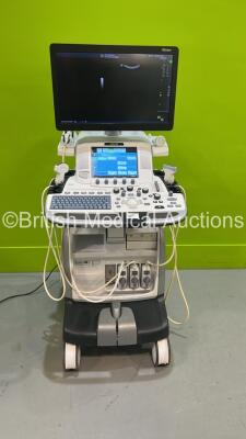 GE Logiq E9 XDClear Flat Screen Ultrasound Scanner Ref 5205000-9 *S/N 206996US6* **Mfd 2019** Software Version R6 Software Revision 2.1 with 3 x Transducers / Probes (C1-6-D Ref 5418916 *Mfd 2022* - Damaged - See Pictures) / IC5-9-D Ref 5492351 *Mfd 2019*