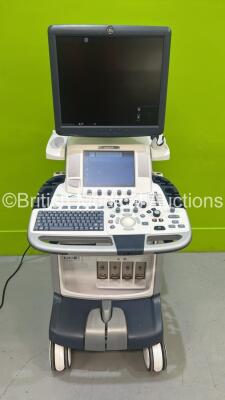 GE Logiq E9 Flat Screen Ultrasound Scanner Ref 5205000-7 *S/N 125671US8* **Mfd 2014** Software Version R4 Software Revision 3.0 with Sony UP-D897 Digital Graphic Printer (Powers Up) *See PDF for Ultrasound Report*