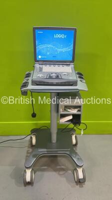 GE Logiq e Portable Ultrasound Scanner Ref 5433167 *S/N 257551WX2* **Mfd 10/2012** Software Version R6.0.5 BT 11 on Stand (Powers Up) ***IR216***