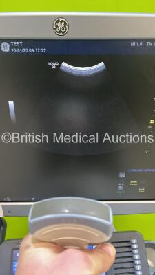 GE Logiq S8 Flat Screen Ultrasound Scanner Ref 5478058 *S/N 256897SU0* **Mfd 05/2014** Software Version R2 Software Revision 1.1 with 3 x Transducers / Probes (ML6-15-D Ref 5199103 *Mfd 2014* / IC5-9-D Ref 5492351 *Mfd 2018* - Damaged - See Pictures and C - 12