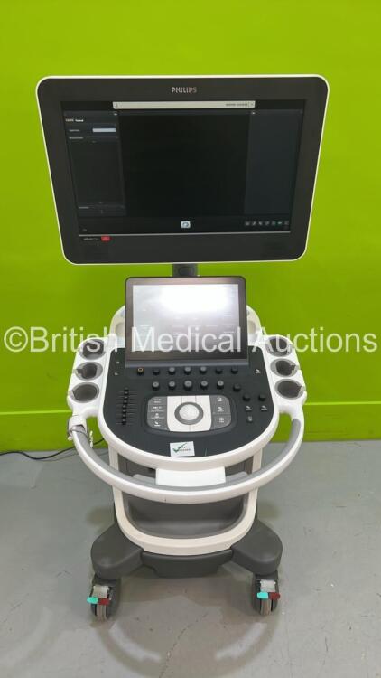 Philips Affiniti CVx Flat Screen Ultrasound Scanner Ref 795190 *S/N US323R0292* **Mfd 2023** SVC HW B.0 Software Version 9.0.5.709 (Powers Up - Mark / Scratch on Keyboard - See Pictures) *See PDF for Ultrasound Report*