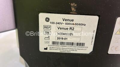 GE Venue Ultrasound Scanner Ref R2 *S/N VEB002329* **Mfd 01/2019** Application Software Version 302 Revision 105.0 System Software Version 18.0.106.0 with 2 x Transducers / Probes (C1-5-D Ref 5384874 *Mfd 2018* and L12n-RS Ref 5505759 *Mfd 01/2019*) (Powe - 14