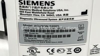 Siemens Acuson S2000 Flat Screen Ultrasound Scanner Model No10041461 *S/N 210598* **Mfd 2014** Software Version 500.1.074 (Powers Up) - 6