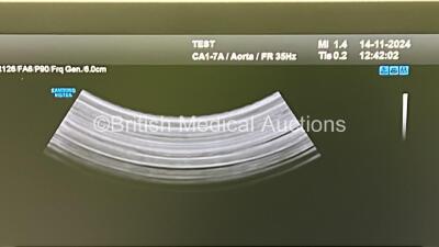 Samsung HS70A Flat Screen Ultrasound Scanner *S/N S0X6M3HH600016J* **Mfd 2016** Software Version 2.00.03.0313 with 1 x Transducer / Probe (CA1-7A) (Powers Up - Some Casing Damage - See Pictures) ***CD064*** - 10