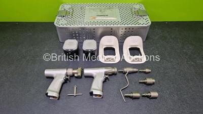 Job Lot Including 1 x deSoutter Medical Orthodrive Sagittal Saw Ref DBK-701 Handpiece, 1 x deSoutter Medical Orthodrive Rotary Ref MBQ-700 Handpiece with 1 x WQ-710 Wire/Pin Driver, 1 x Large AO/Synthes Ref 15490, 1 x Zimmer Ref 15460, 1 x Keyed Chuck Ref - 2