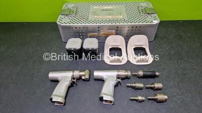 Job Lot Including 1 x deSoutter Medical Orthodrive Sagittal Saw Ref DBK-701 Handpiece, 1 x deSoutter Medical Orthodrive Rotary Ref MBQ-700 Handpiece with 1 x CQ-700 Recip Saw, 1 x Large AO/Synthes Ref 15490, 1 x Zimmer Ref 15460, 1 x Keyed Chuck Ref 15370 - 2