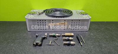 Job Lot Including 1 x deSoutter Medical MultiDrive Rotary Ref MPZ-400 Handpiece with 1 x WZ-400 Wire Drive, 1 x SZ-400 Sagittal Saw, 1 x DZ-400 Keyed Drill, 1 x DZ-400 AO Drill, 1 x Wire Guard, 1 x Jacobs Key and 1 x Hose in Tray