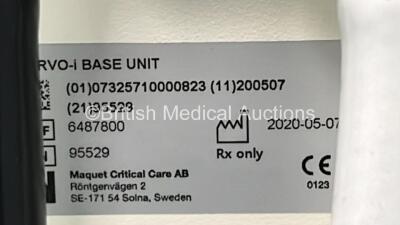 Maquet Servo i Ventilator on Stand Model No 06487800 - System Software Version v8.00.01 - Running Hours 412 *Mfd 2020* with Hoses (Powers Up) *SN 95529* - 5