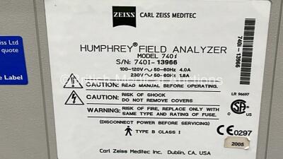 Zeiss Humphrey 740i Field Analyzer Rev 3.5 (0482) on Motorized Table (Powers Up - Missing Rear Cover) *S/N 740I-13966* **Mfd 2005** ***IR231*** - 6