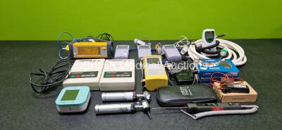 Mixed Lot Including 1 x GE Ohmeda TruSat Oximeter with 1 x Power Supply and 1 x Fingertip Sensor (Powers Up), 2 x Physio Control Patient Simulators with 1 x Cable (1 x Missing Battery Cover), 1 x Lloyds Pharmacy BP Monitor, 3 x Nellcor OxiMax N-65 Oximete