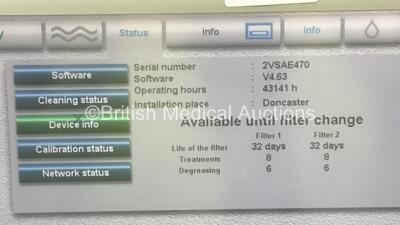 Fresenius Medical Care 5008S CorDiax Dialysis Machine Software Version 4.63 - Running Hours 43141 (Powers Up) - 3