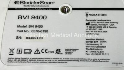 Verathon BVI 9400 Bladder Scanner with Transducer and Battery on Stand (Powers Up) ***IR233*** - 4