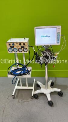 1 x Welch Allyn 1500 Patient Monitor on Stand with Various Leads (Powers Up) and 1 x Anetic Aid Tourniquet on Stand *791,02010*