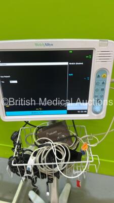 1 x Welch Allyn 1500 Patient Monitor on Stand with Various Leads (Powers Up) and 1 x Anetic Aid Tourniquet on Stand *791,02010* - 2