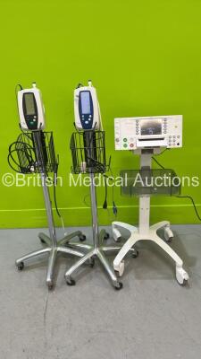 Job Lot Including 2 x Welch Allyn Spot Vital Signs Monitors with Power Supplies on Stands and 1 x Huntleigh Sonicaid FM800 Encore Fetal Monitor (All Power Up)