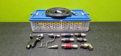 Job Lot Including 1 x deSoutter Medical MultiDrive Rotary Ref MPX-500 Handpiece with 1 x WX-500 Wire Drive, 1 x HX-500 High Torque Reamer, 1 x CX-500 Recip Saw, 1 x RX-500 Standard Reamer, 1 x DX-500 Keyed Chuck Drill, 1 x DX-500 AO Drill, 1 x SX-500 Sagi