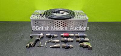 Job Lot Including 1 x deSoutter Medical MultiDrive Rotary Ref MPX-500 Handpiece with 1 x WX-500 Wire Drive, 1 x HX-500 High Torque Reamer, 1 x CX-500 Recip Saw, 1 x RX-500 Standard Reamer, 1 x DX-500 Keyed Chuck Drill, 1 x DX-500 AO Drill, 1 x SX-500 Sagi