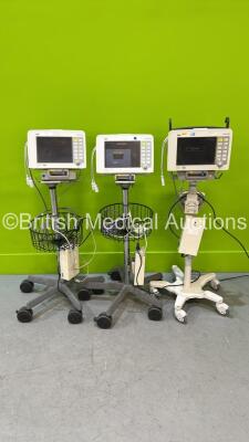 3 x Drager Infinity Delta Patient Monitors on Stands with Power Supplies (All Power Up)