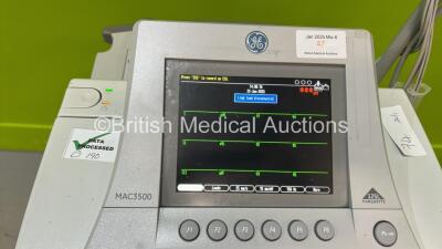 GE MAC3500 ECG Machine on Stand with ECG Leads (Powers Up) ***CI190*** - 3