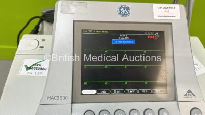 GE MAC3500 ECG Machine on Stand with ECG Leads (Powers Up) ***CI188*** - 3