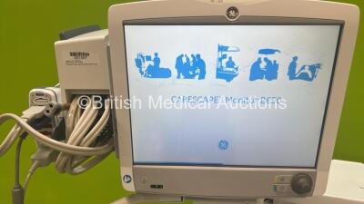 Datex-Ohmeda Avance CS2 Anaesthesia Machine Software Version 10.01 SP01 with GE Carescape B650 Monitor, GE 2016793-002 Module, GE E-sCAiOVE Gas Module with Spirometry, Various Leads, Bellows and Hoses (Powers Up) - 3